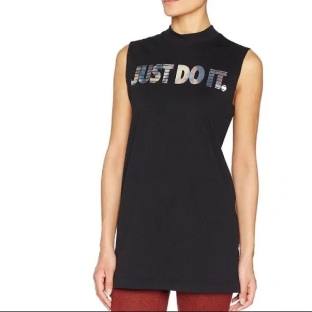 Nike Black Hologram Just Do It Sleeveless Mock Neck Tank Top